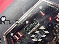 RM011 RG Case Carbon Bezel Chronograph KVF 1:1 Best Edition Skeleton Dial Red/RG on Red Rubber Strap A7750