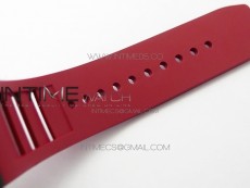 RM011 RG Case Carbon Bezel Chronograph KVF 1:1 Best Edition Skeleton Dial Red/RG on Red Rubber Strap A7750