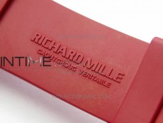 RM011 RG Case Carbon Bezel Chronograph KVF 1:1 Best Edition Skeleton Dial Red/RG on Red Rubber Strap A7750