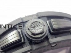 RM011 Carbon Case Carbon Bezel Chronograph KVF 1:1 Best Edition Skeleton Dial(Red Inner Bezel) on Red Rubber Strap A7750