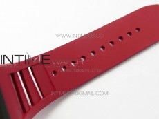 RM011 Carbon Case Carbon Bezel Chronograph KVF 1:1 Best Edition Skeleton Dial(Red Inner Bezel) on Red Rubber Strap A7750