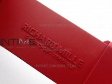 RM011 Carbon Case Carbon Bezel Chronograph KVF 1:1 Best Edition Skeleton Dial(Red Inner Bezel) on Red Rubber Strap A7750