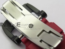 RM011 Carbon Case Carbon Bezel Chronograph KVF 1:1 Best Edition Skeleton Dial(Red Inner Bezel) on Red Rubber Strap A7750