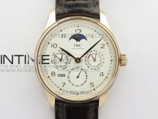 Portuguese Real PR Real Annual Calendar IW503302 RG V9F Best Edition White Dial Brown Leather Strap A52610