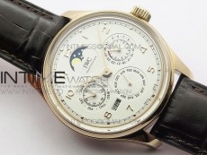 Portuguese Real PR Real Annual Calendar IW503302 RG V9F Best Edition White Dial Brown Leather Strap A52610