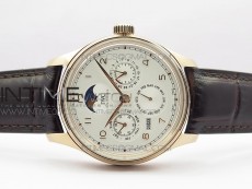 Portuguese Real PR Real Annual Calendar IW503302 RG V9F Best Edition White Dial Brown Leather Strap A52610