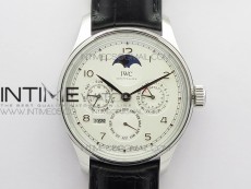 Portuguese Real PR Real Annual Calendar IW503305 V9F Best Edition White Dial Black Leather Strap A52610