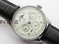 Portuguese Real PR Real Annual Calendar IW503305 V9F Best Edition White Dial Black Leather Strap A52610