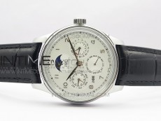 Portuguese Real PR Real Annual Calendar IW503305 V9F Best Edition White Dial Black Leather Strap A52610