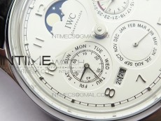 Portuguese Real PR Real Annual Calendar IW503305 V9F Best Edition White Dial Black Leather Strap A52610