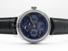 Portuguese Real PR Real Annual Calendar IW503401 V9F Best Edition Blue Dial Black Leather Strap A52610
