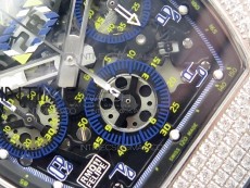 RM011 Titanium Case Diamonds Bezel Chronograph KVF 1:1 Best Edition Skeleton Dial Blue Crown on Black Rubber Strap A7750