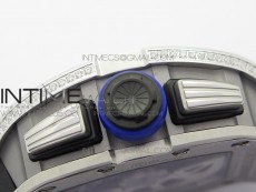 RM011 Titanium Case Diamonds Bezel Chronograph KVF 1:1 Best Edition Skeleton Dial Blue Crown on Black Rubber Strap A7750