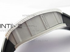 RM011 Titanium Case Diamonds Bezel Chronograph KVF 1:1 Best Edition Skeleton Dial Blue Crown on Black Rubber Strap A7750