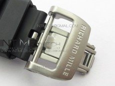 RM011 Titanium Case Diamonds Bezel Chronograph KVF 1:1 Best Edition Skeleton Dial Blue Crown on Black Rubber Strap A7750