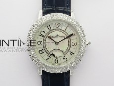 Rendez-Vous Night & Day SS Diamonds Bezel ZF 1:1 Best Edition White MOP Dial on Black Leather Strap A898