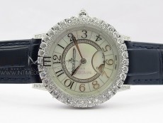 Rendez-Vous Night & Day SS Diamonds Bezel ZF 1:1 Best Edition White MOP Dial on Black Leather Strap A898