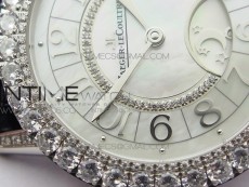 Rendez-Vous Night & Day SS Diamonds Bezel ZF 1:1 Best Edition White MOP Dial on Black Leather Strap A898
