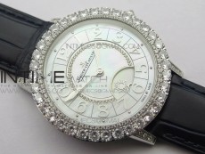Rendez-Vous Night & Day SS Diamonds Bezel ZF 1:1 Best Edition White MOP Dial on Black Leather Strap A898