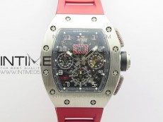 RM11-03 SS KVF 1:1 Best Edition Crystal Skeleton Dial on Red Rubber Strap A7750