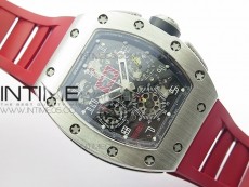 RM11-03 SS KVF 1:1 Best Edition Crystal Skeleton Dial on Red Rubber Strap A7750