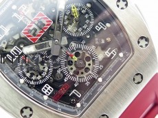 RM11-03 SS KVF 1:1 Best Edition Crystal Skeleton Dial on Red Rubber Strap A7750