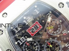 RM11-03 SS KVF 1:1 Best Edition Crystal Skeleton Dial on Red Rubber Strap A7750