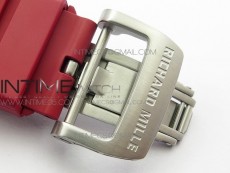 RM11-03 SS KVF 1:1 Best Edition Crystal Skeleton Dial on Red Rubber Strap A7750