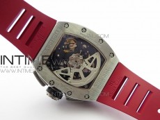 RM11-03 SS KVF 1:1 Best Edition Crystal Skeleton Dial on Red Rubber Strap A7750