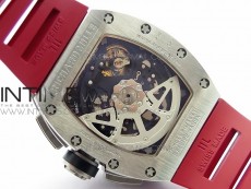 RM11-03 SS KVF 1:1 Best Edition Crystal Skeleton Dial on Red Rubber Strap A7750
