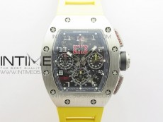 RM11-03 SS KVF 1:1 Best Edition Crystal Skeleton Dial on Yellow Rubber Strap A7750