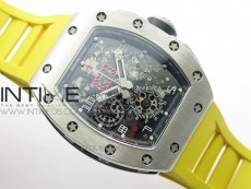 RM11-03 SS KVF 1:1 Best Edition Crystal Skeleton Dial on Yellow Rubber Strap A7750