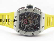 RM11-03 SS KVF 1:1 Best Edition Crystal Skeleton Dial on Yellow Rubber Strap A7750