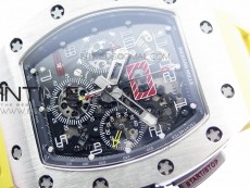 RM11-03 SS KVF 1:1 Best Edition Crystal Skeleton Dial on Yellow Rubber Strap A7750