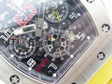 RM11-03 SS KVF 1:1 Best Edition Crystal Skeleton Dial on Yellow Rubber Strap A7750