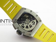 RM11-03 SS KVF 1:1 Best Edition Crystal Skeleton Dial on Yellow Rubber Strap A7750