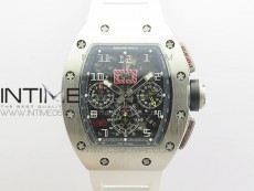 RM11-03 SS KVF 1:1 Best Edition Crystal Skeleton Dial on White Rubber Strap A7750