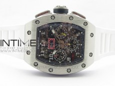 RM11-03 SS KVF 1:1 Best Edition Crystal Skeleton Dial on White Rubber Strap A7750