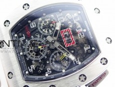 RM11-03 SS KVF 1:1 Best Edition Crystal Skeleton Dial on White Rubber Strap A7750