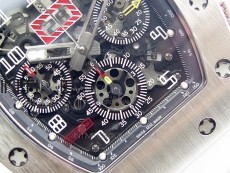 RM11-03 SS KVF 1:1 Best Edition Crystal Skeleton Dial on White Rubber Strap A7750