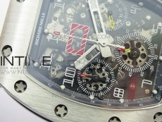 RM11-03 SS KVF 1:1 Best Edition Crystal Skeleton Dial on White Rubber Strap A7750