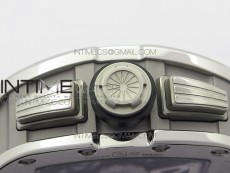 RM11-03 SS KVF 1:1 Best Edition Crystal Skeleton Dial on White Rubber Strap A7750