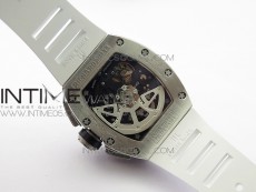 RM11-03 SS KVF 1:1 Best Edition Crystal Skeleton Dial on White Rubber Strap A7750
