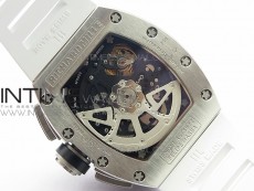 RM11-03 SS KVF 1:1 Best Edition Crystal Skeleton Dial on White Rubber Strap A7750