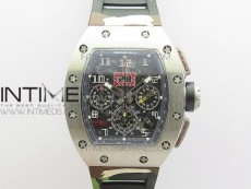 RM11-03 SS KVF 1:1 Best Edition Crystal Skeleton Dial on Camo Rubber Strap A7750