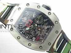 RM11-03 SS KVF 1:1 Best Edition Crystal Skeleton Dial on Camo Rubber Strap A7750