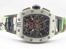 RM11-03 SS KVF 1:1 Best Edition Crystal Skeleton Dial on Camo Rubber Strap A7750