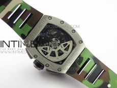 RM11-03 SS KVF 1:1 Best Edition Crystal Skeleton Dial on Camo Rubber Strap A7750