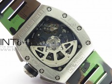 RM11-03 SS KVF 1:1 Best Edition Crystal Skeleton Dial on Camo Rubber Strap A7750