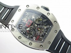 RM11-03 SS KVF 1:1 Best Edition Crystal Skeleton Dial on Black Rubber Strap A7750